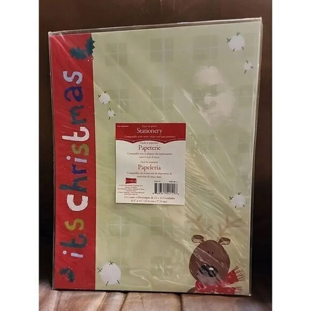 NEW  Christmas Reindeer‎ Letterhead Writing Printer Paper Holiday 12 Sheets NIP